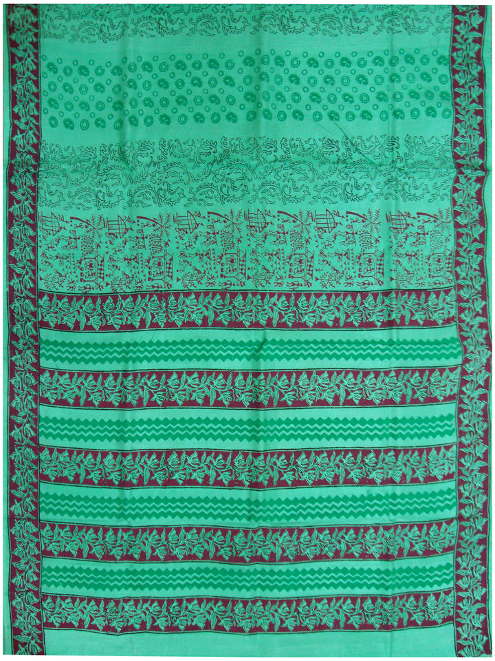 Printed silk saree Light Sea Greeen