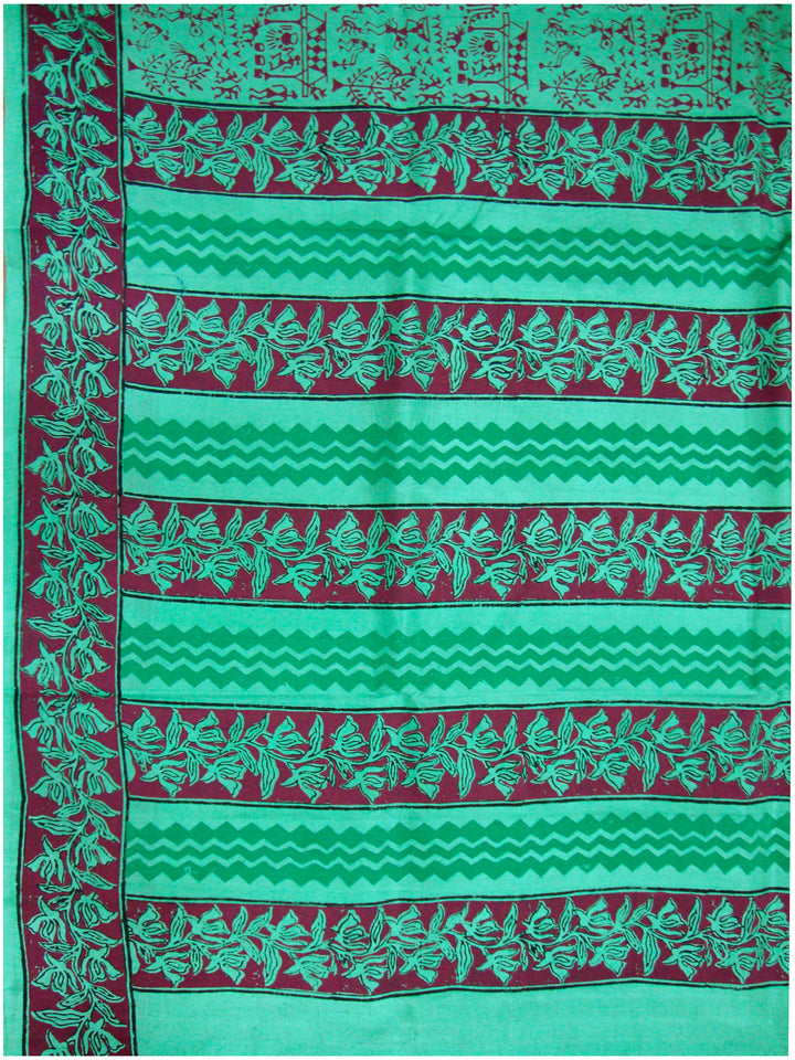 Printed silk saree Light Sea Greeen
