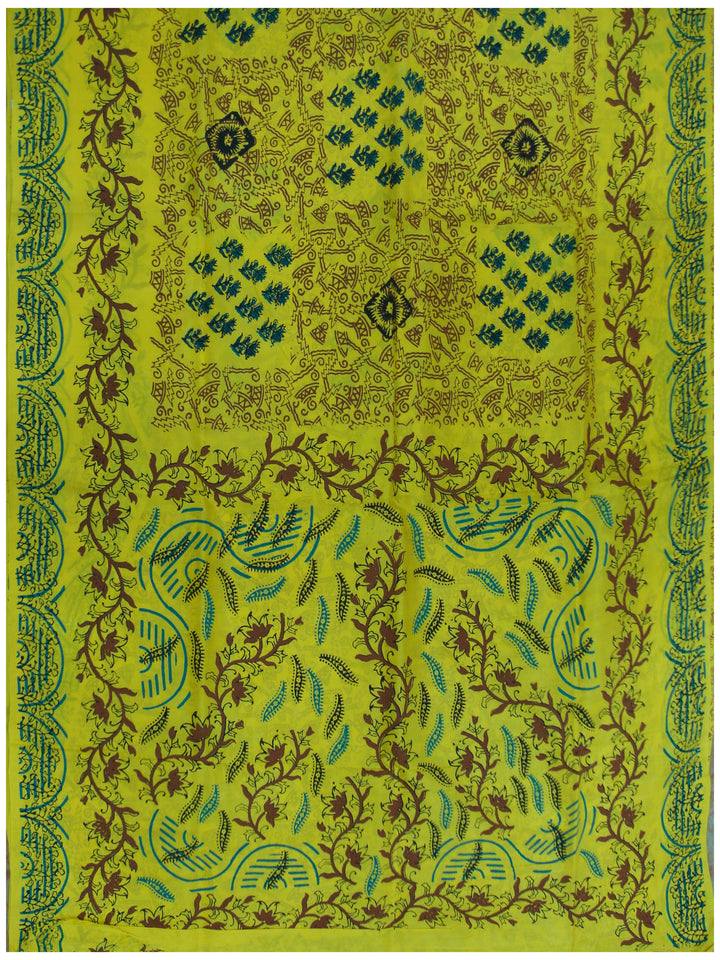 Printed silk saree Lime yellow shade