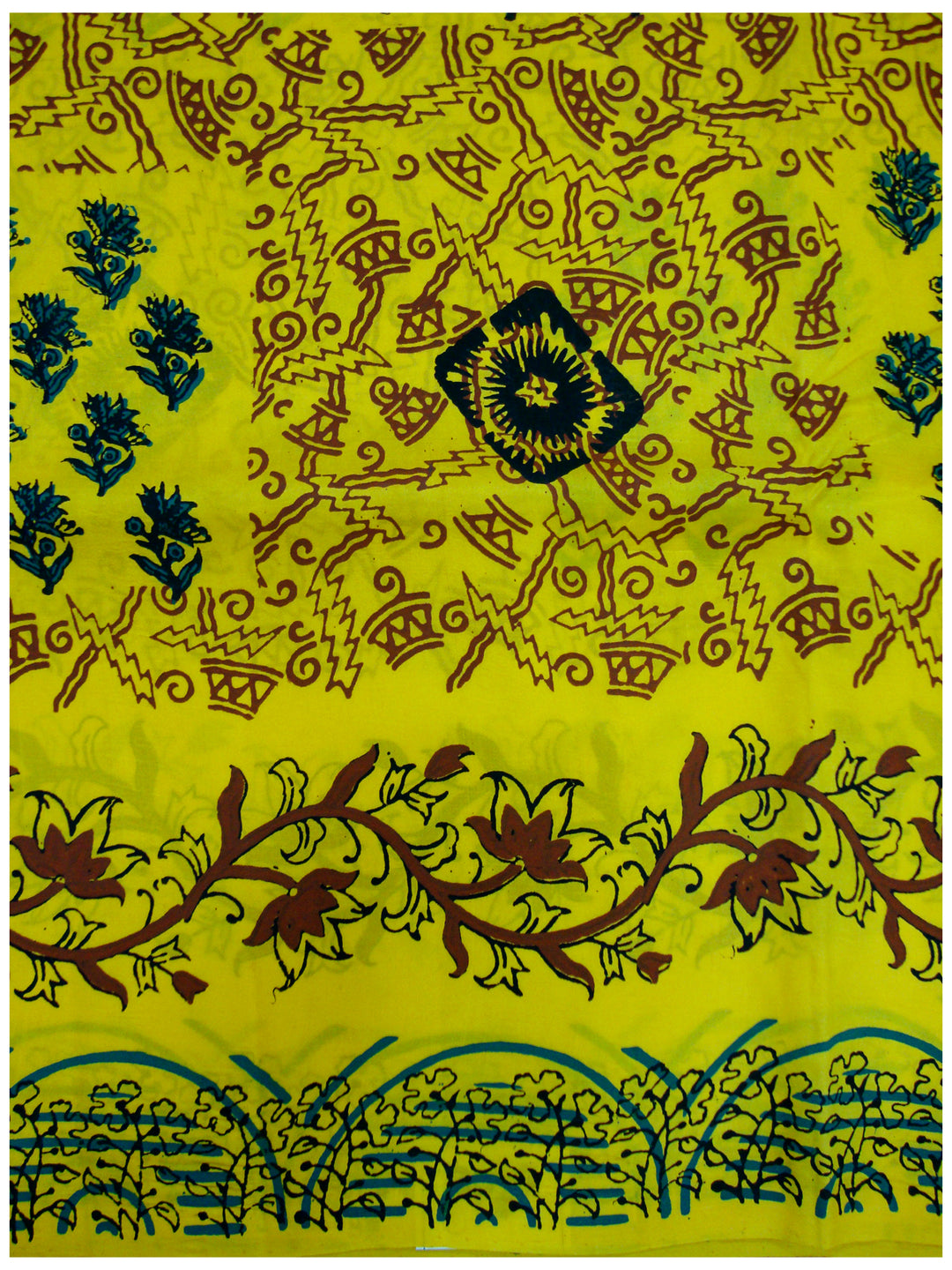 Printed silk saree Lime yellow shade