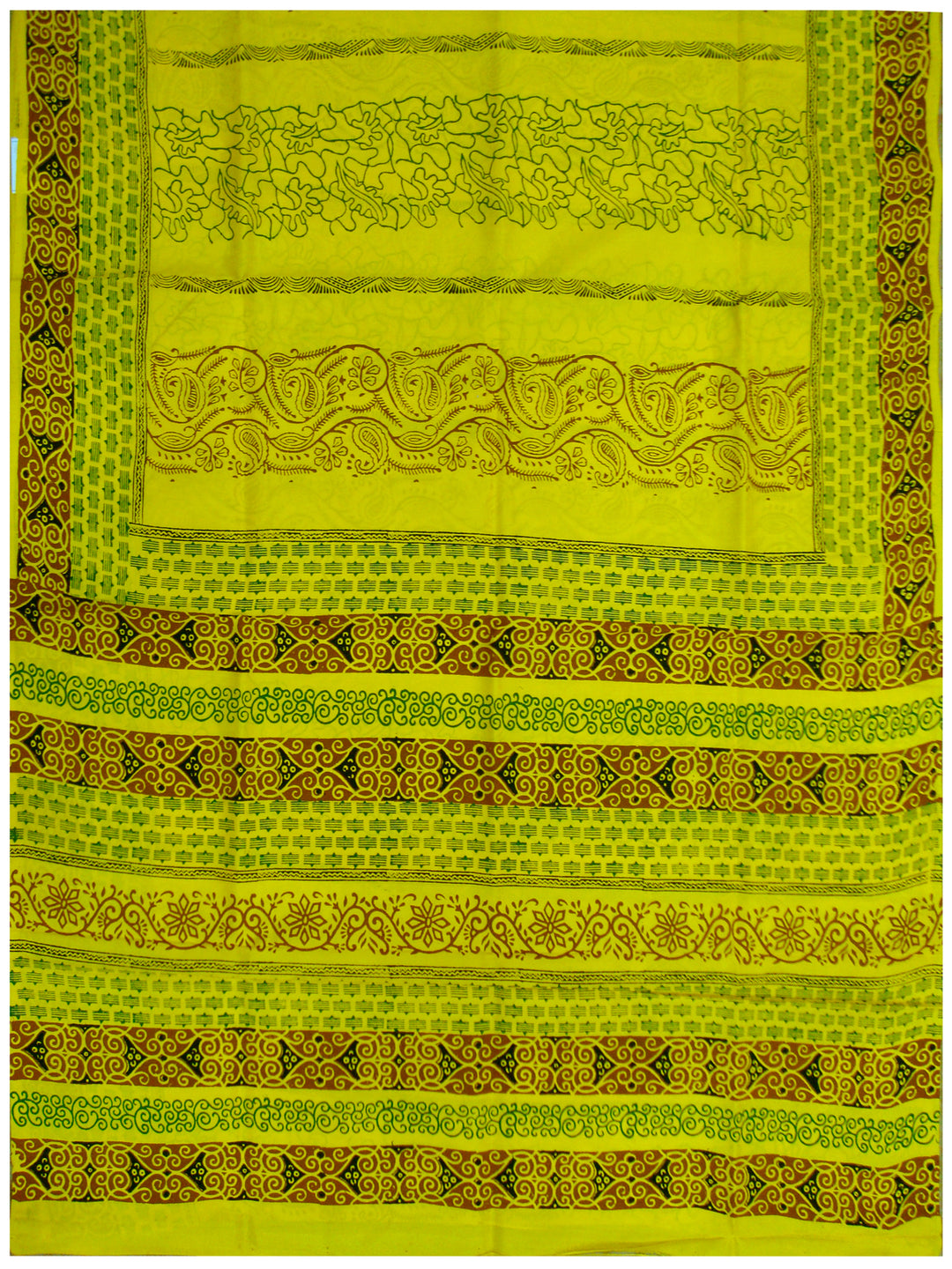 Printed silk saree Lime yellow shade