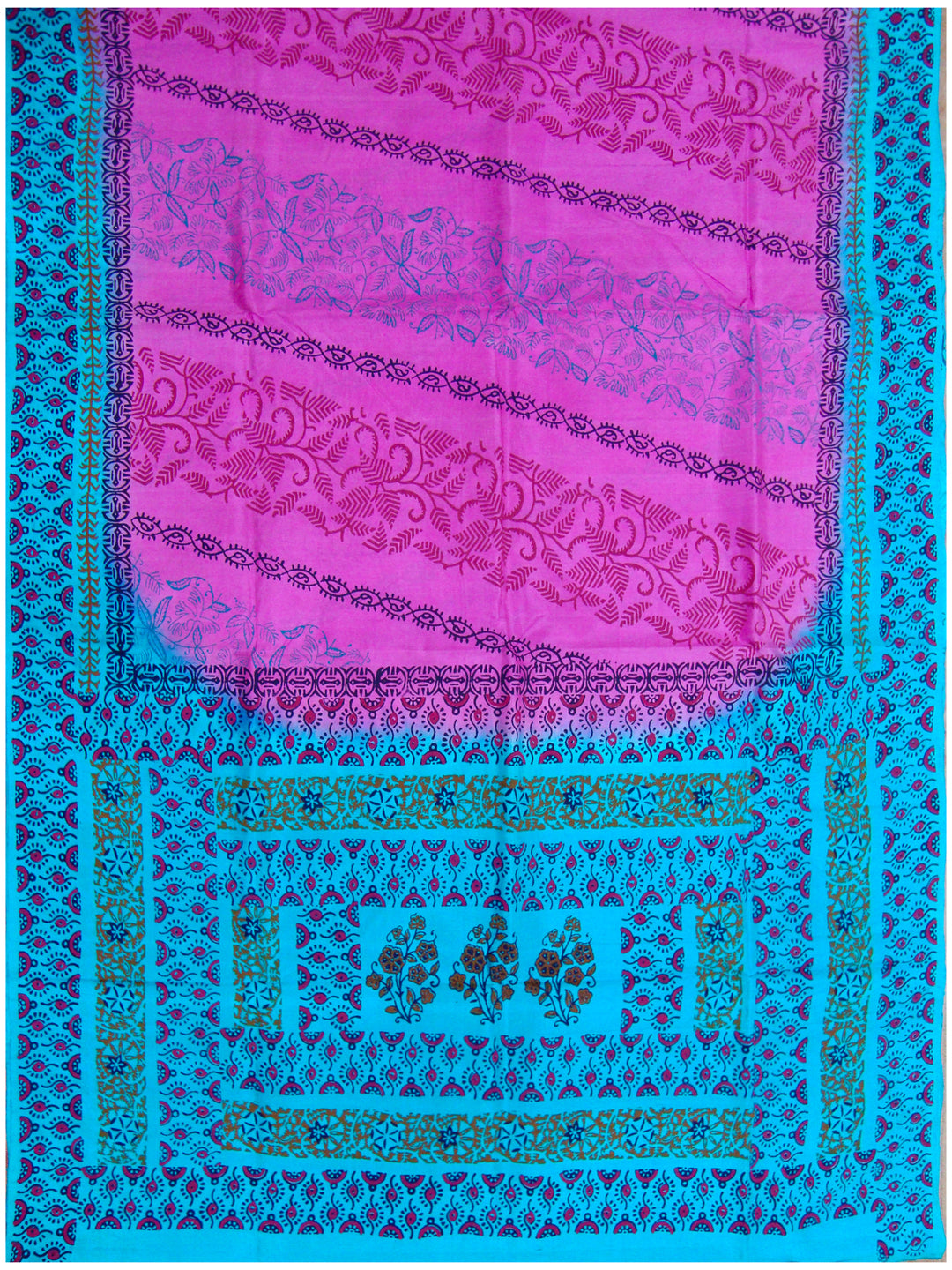 Printed silk saree Magenta shade