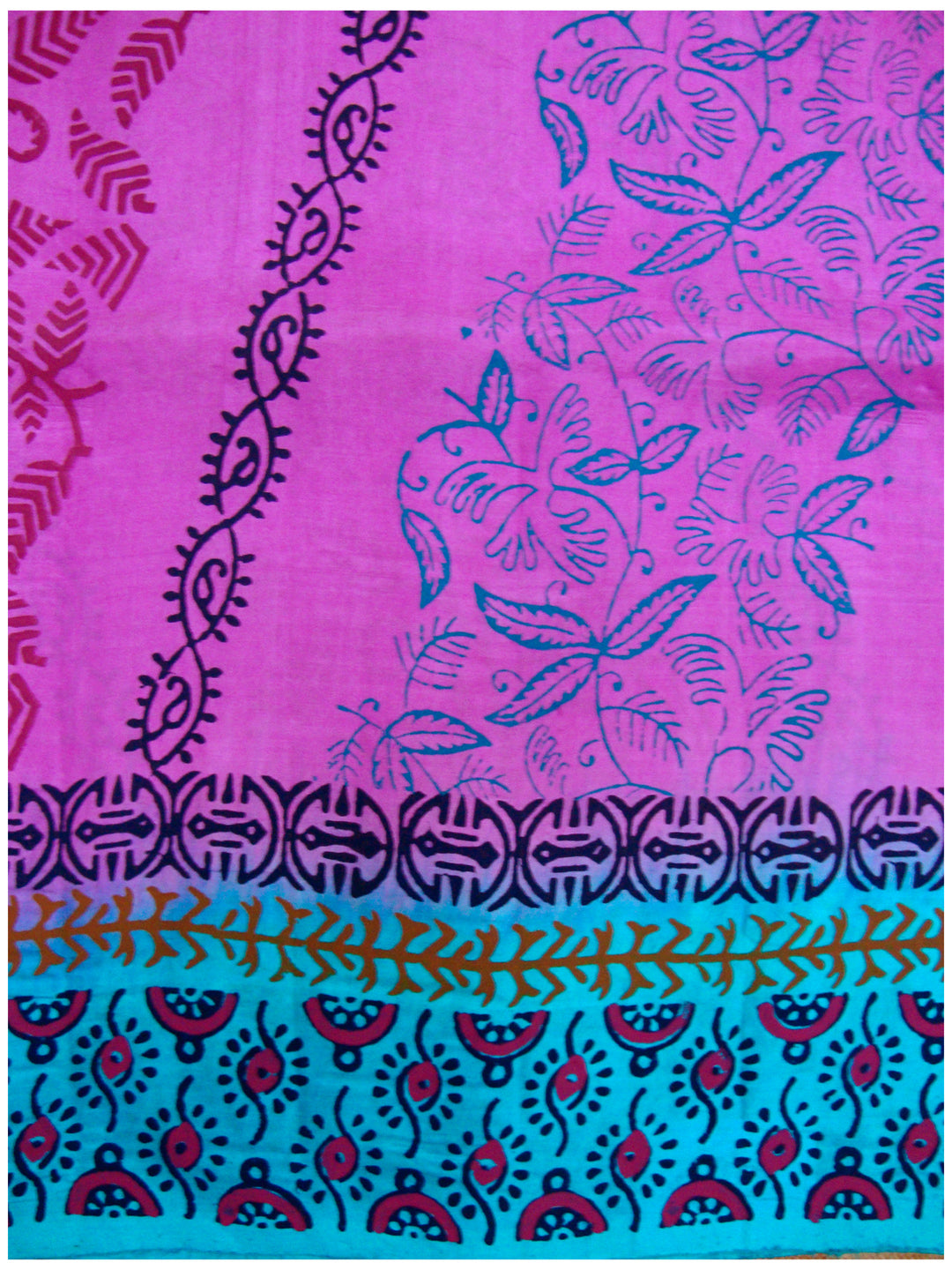 Printed silk saree Magenta shade