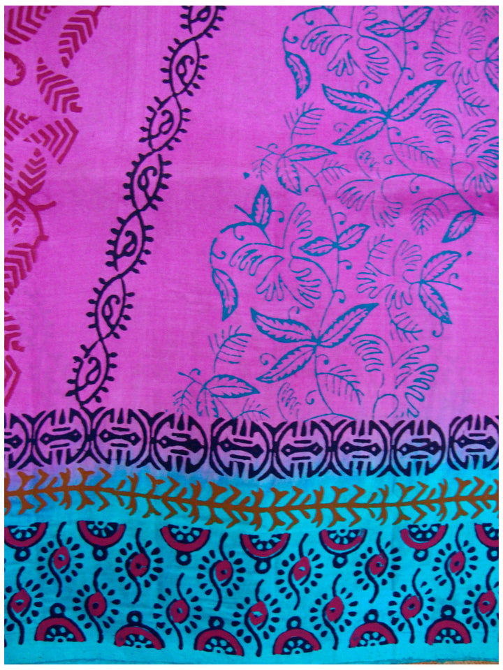 Printed silk saree Magenta shade