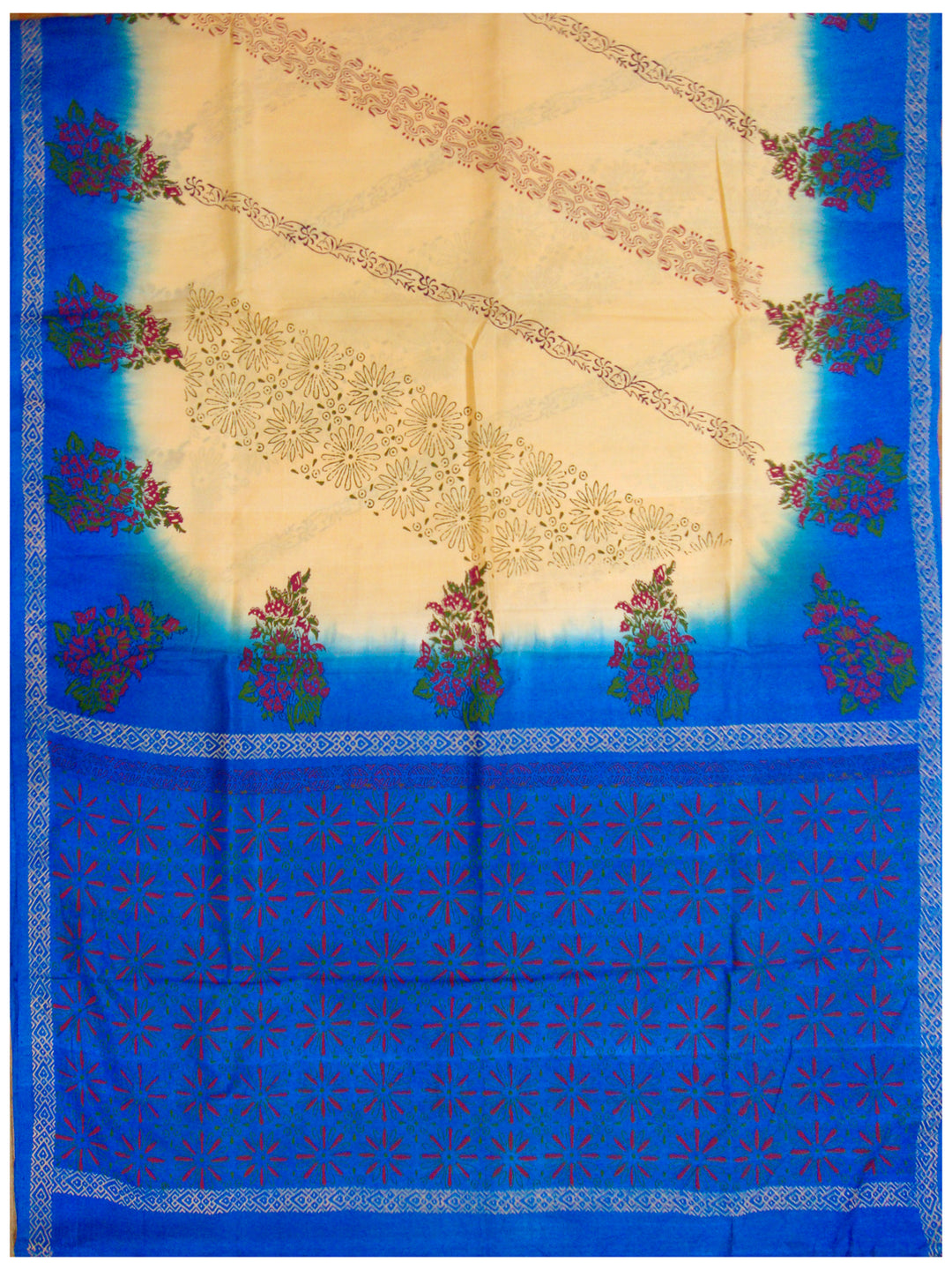 Printed silk saree Peach Puff Shade