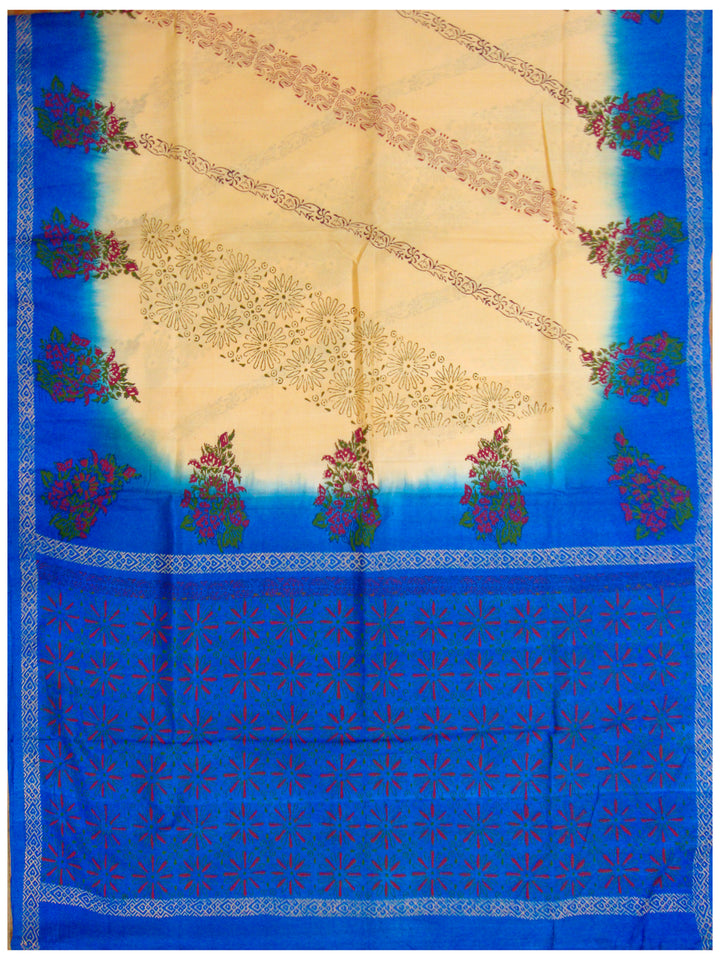 Printed silk saree Peach Puff Shade