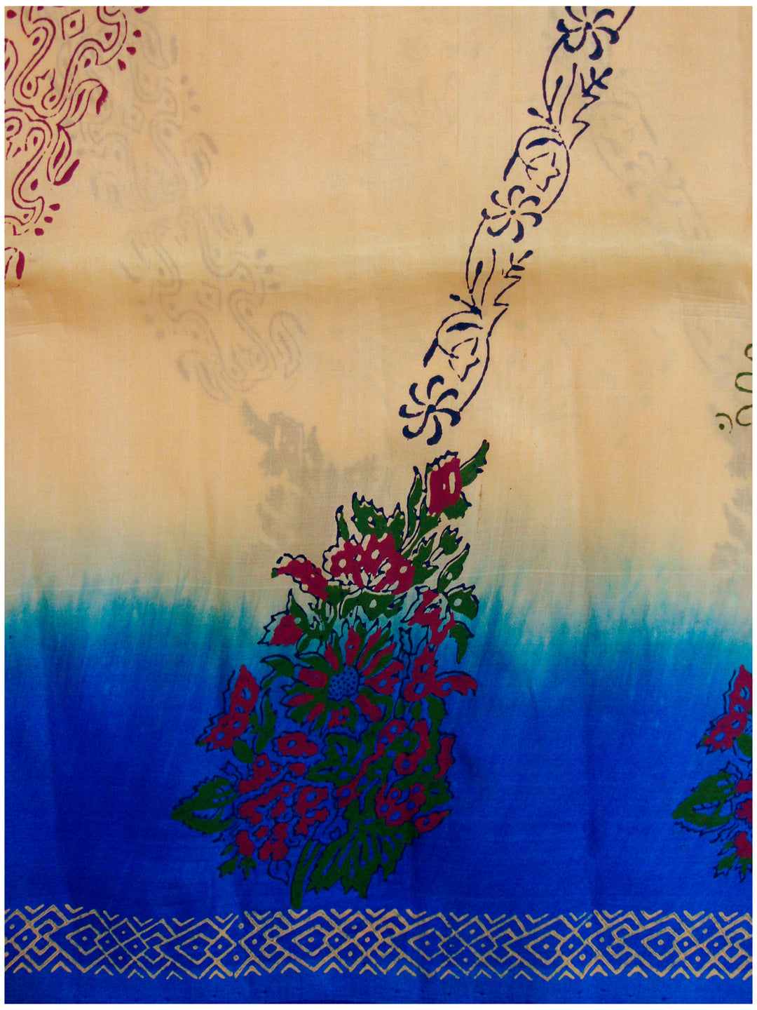 Printed silk saree Peach Puff Shade