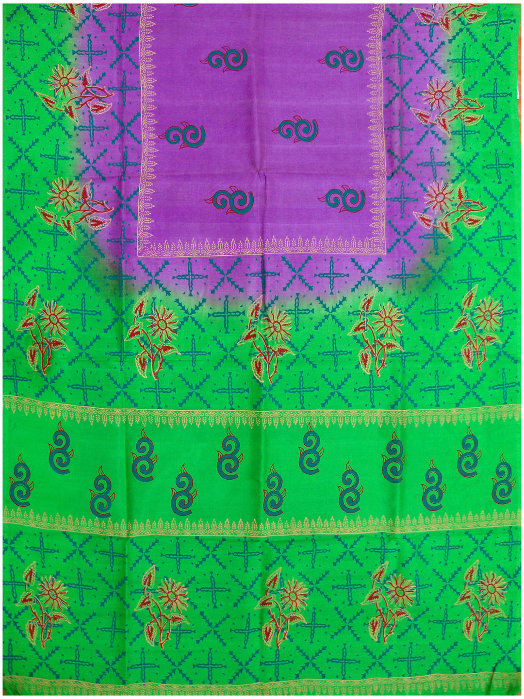 Printed silk saree Violet shade