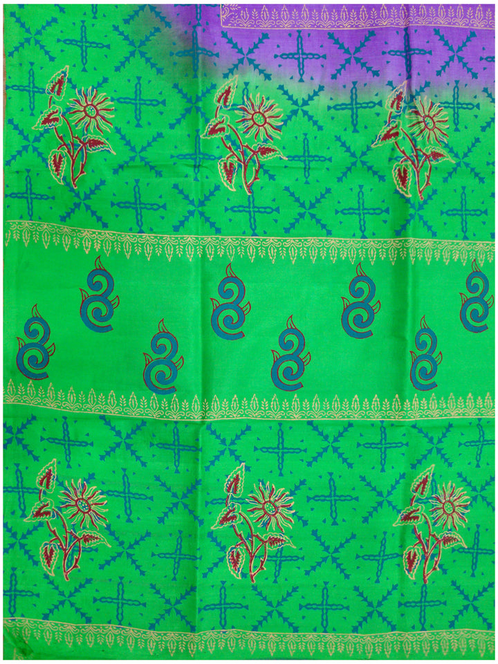Printed silk saree Violet shade