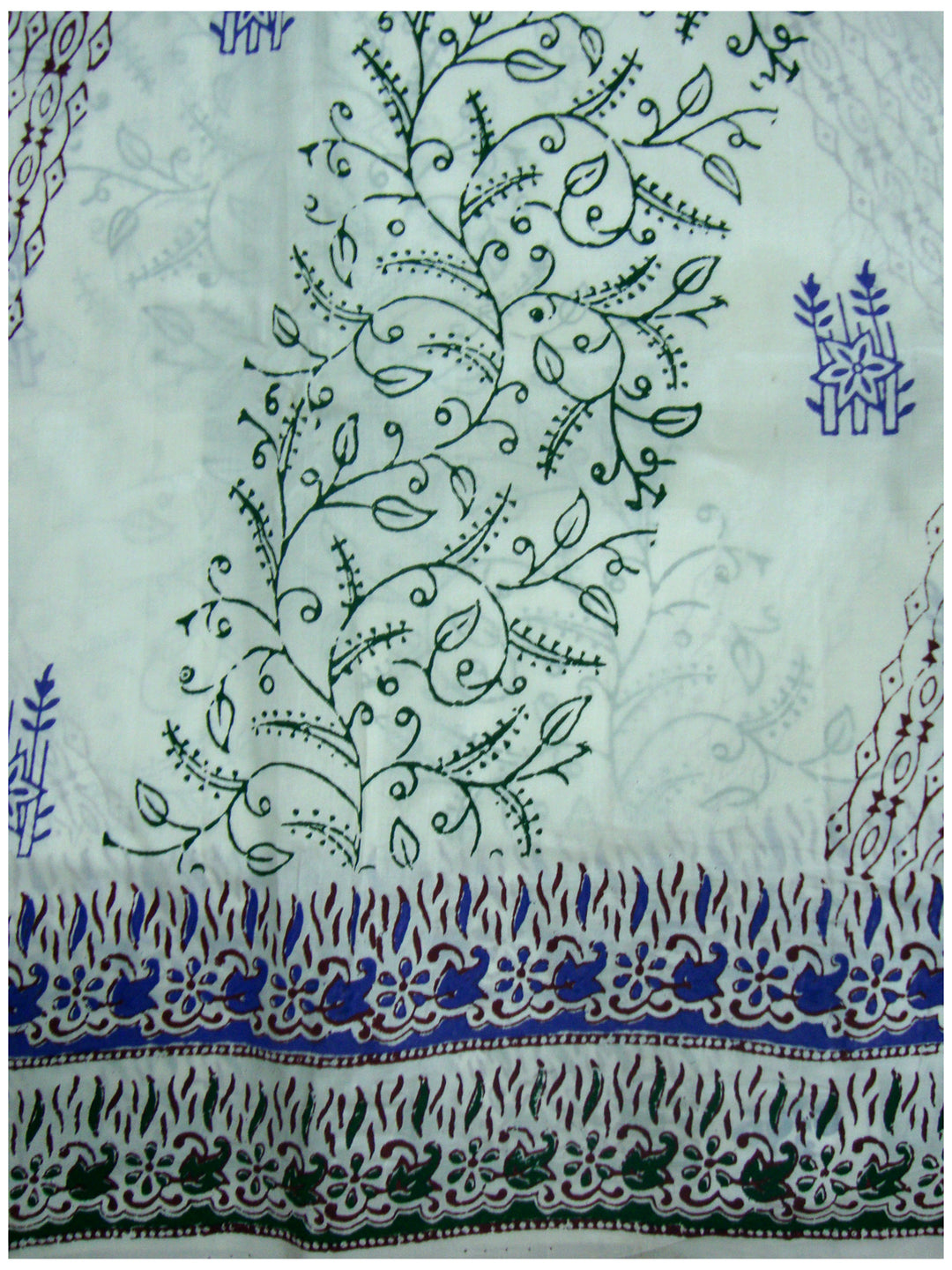 Pure silk printed saree White Shade