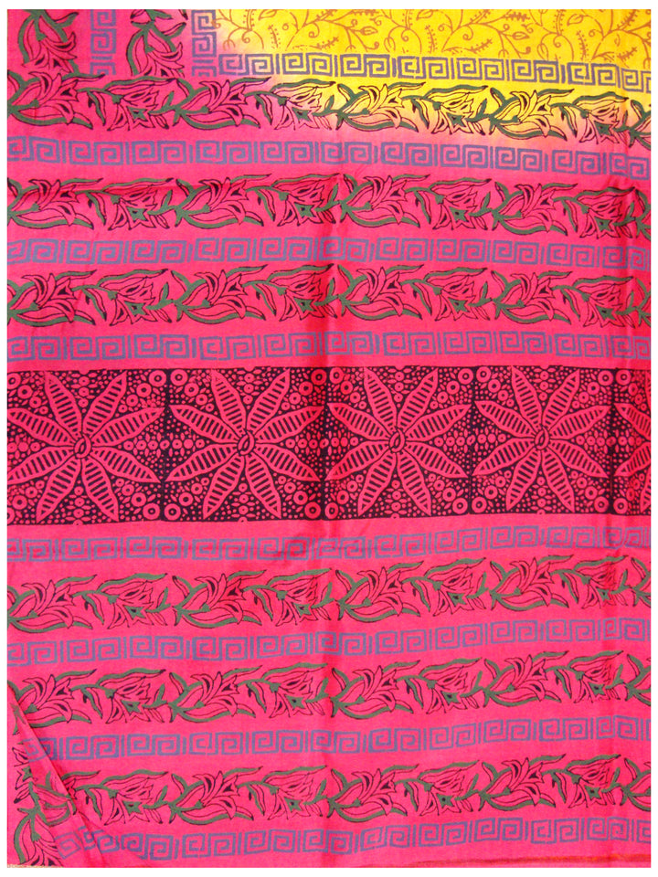 Printed silk saree Multi colour with Yellow shade