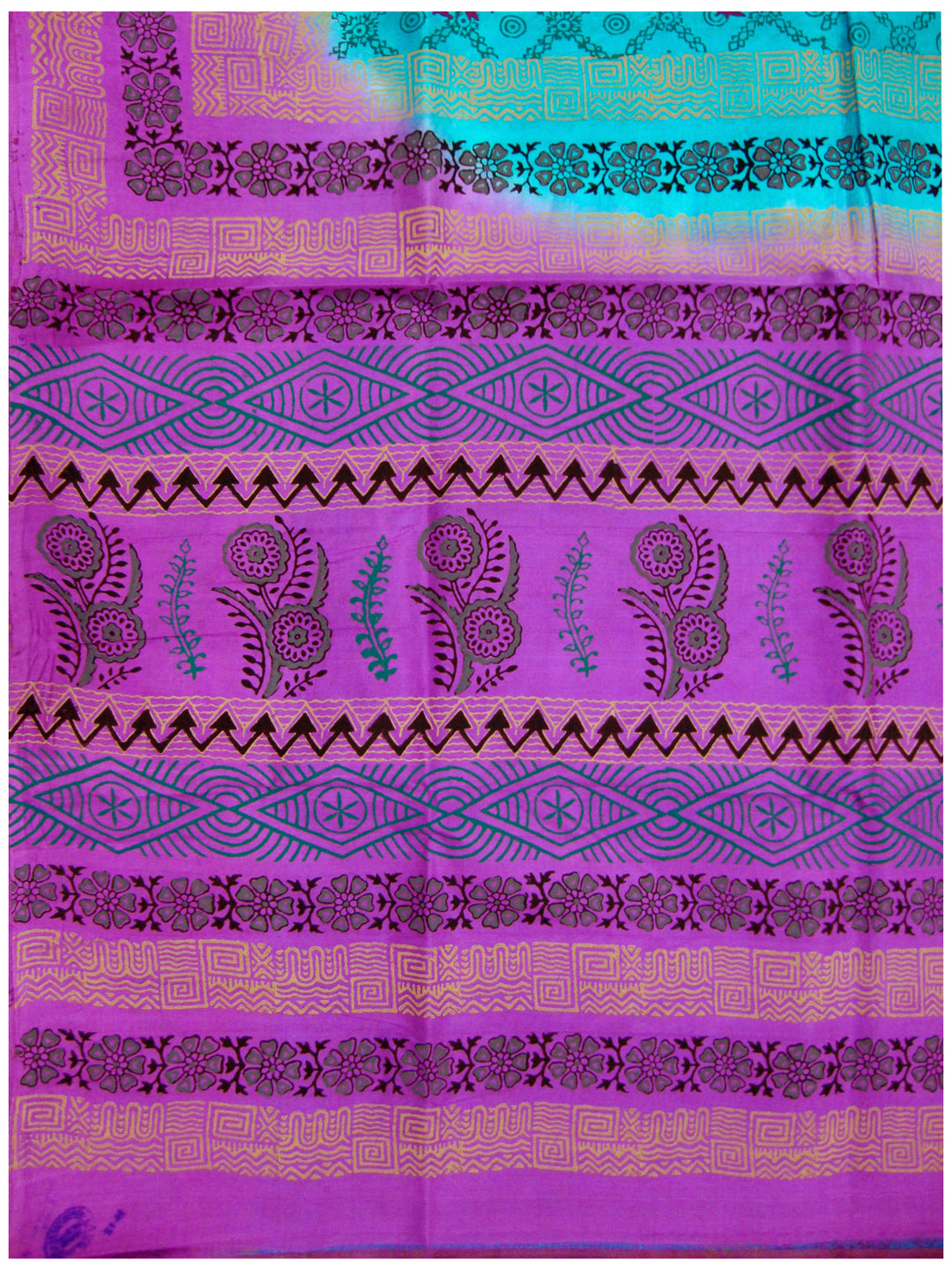 Printed silk saree Multi colour with ananda blue shade