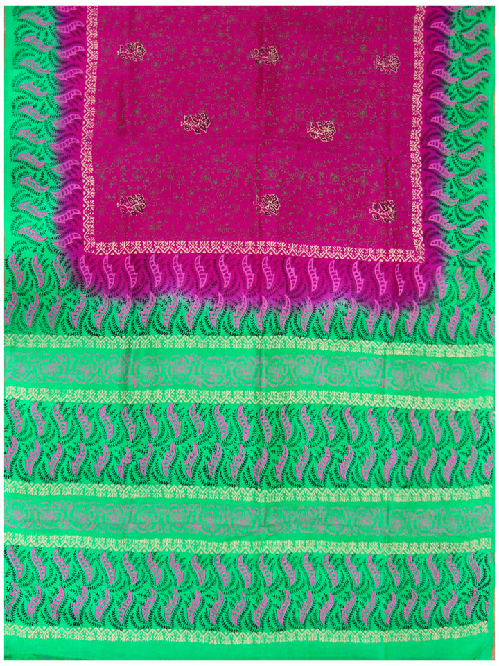 Printed silk saree Multi colour with Rose pink shade