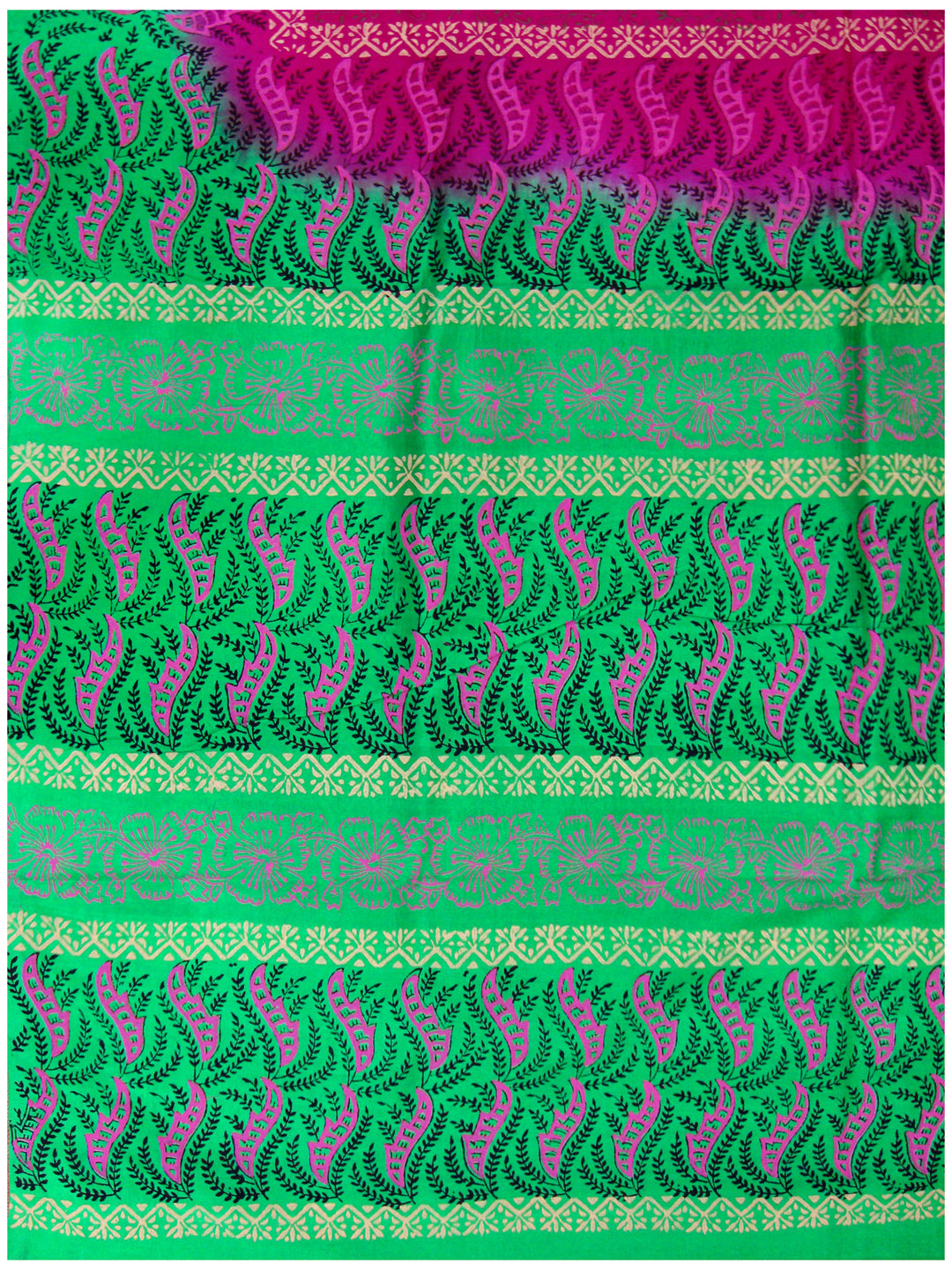 Printed silk saree Multi colour with Rose pink shade