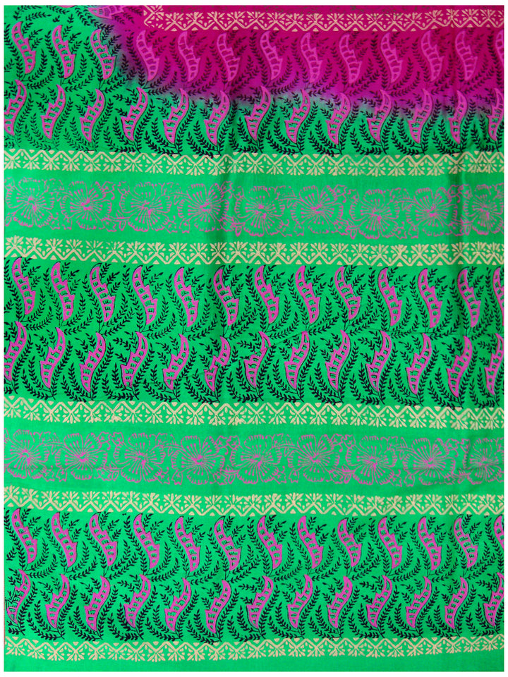 Printed silk saree Multi colour with Rose pink shade