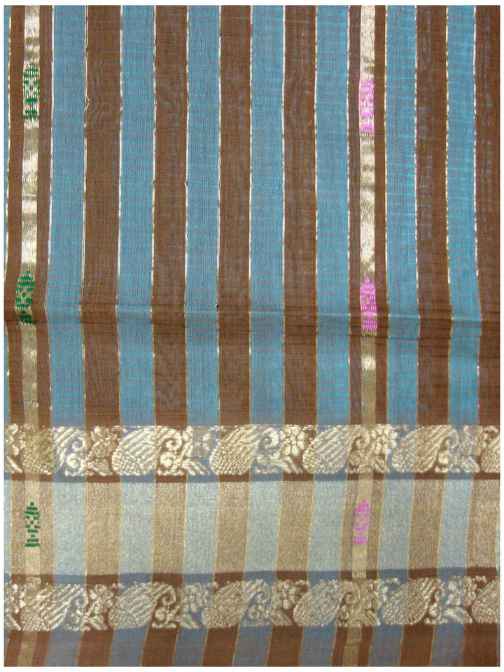 Rajahmundry Fancy cotton saree Brown and Light Blue
