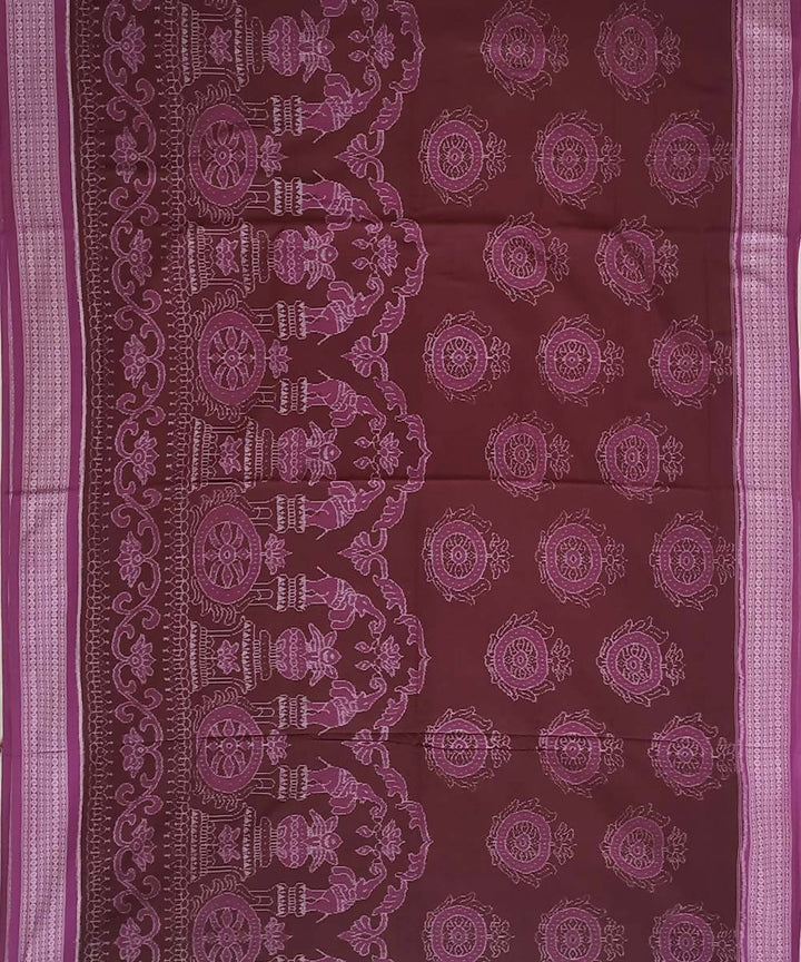 Burgundy handwoven cotton ikat sambalpuri saree