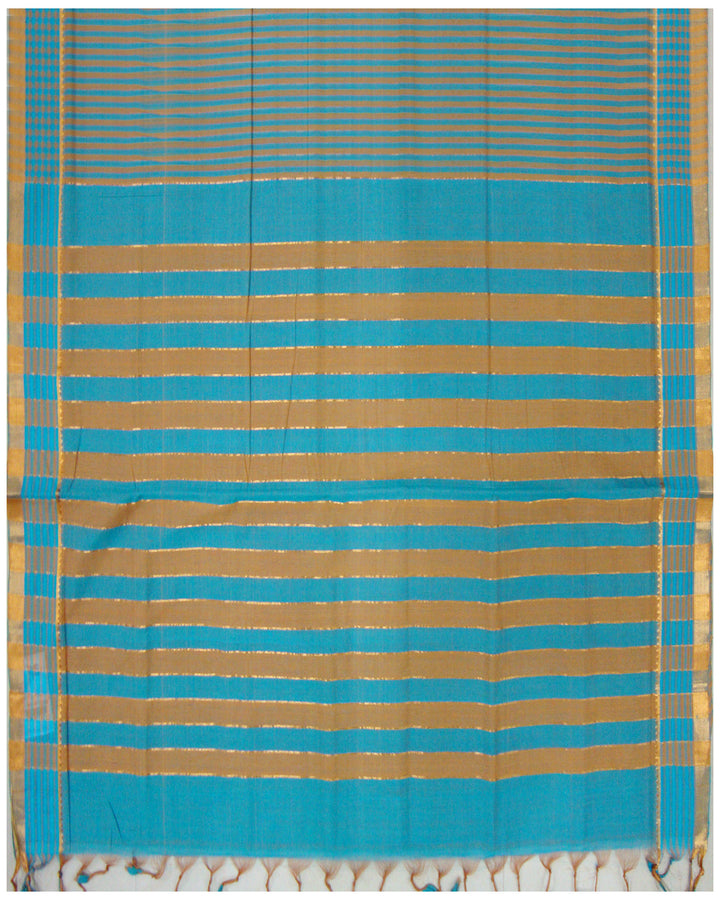 Mangalagiri Cotton saree ananda blue and mustered