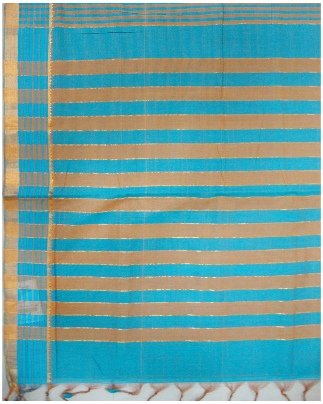 Mangalagiri Cotton saree ananda blue and mustered