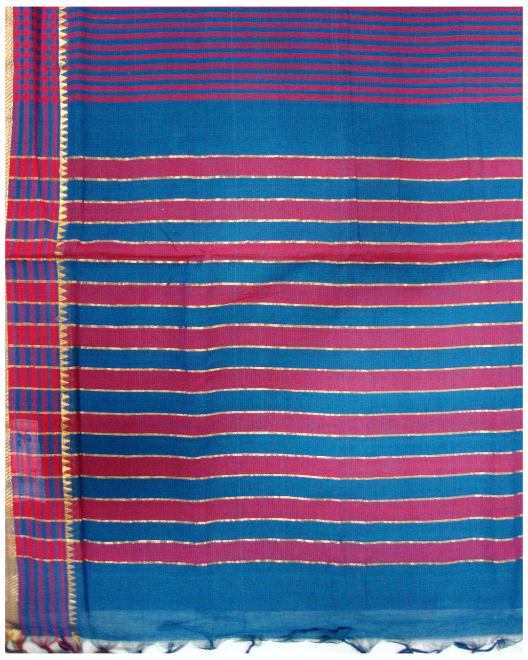 Mangalagiri Cotton saree Blue and Rose pink