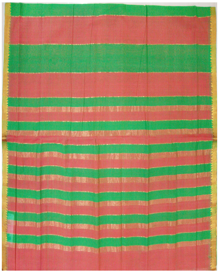 Mangalagiri Cotton saree Green and Red Shade