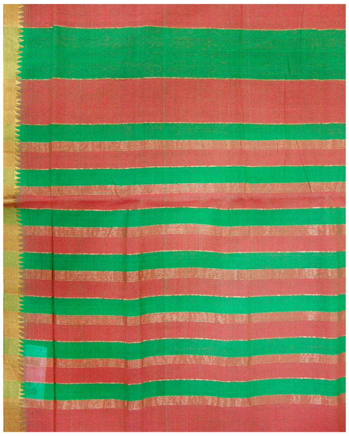 Mangalagiri Cotton saree Green and Red Shade