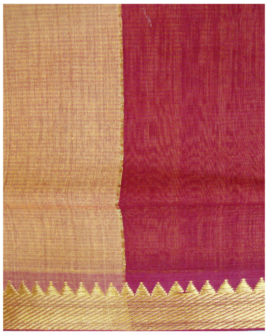 Mangalagiri Cotton saree Mustered and Maroon Shade