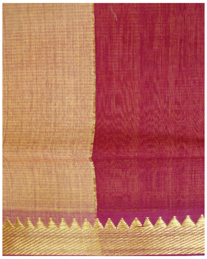 Mangalagiri Cotton saree Mustered and Maroon Shade