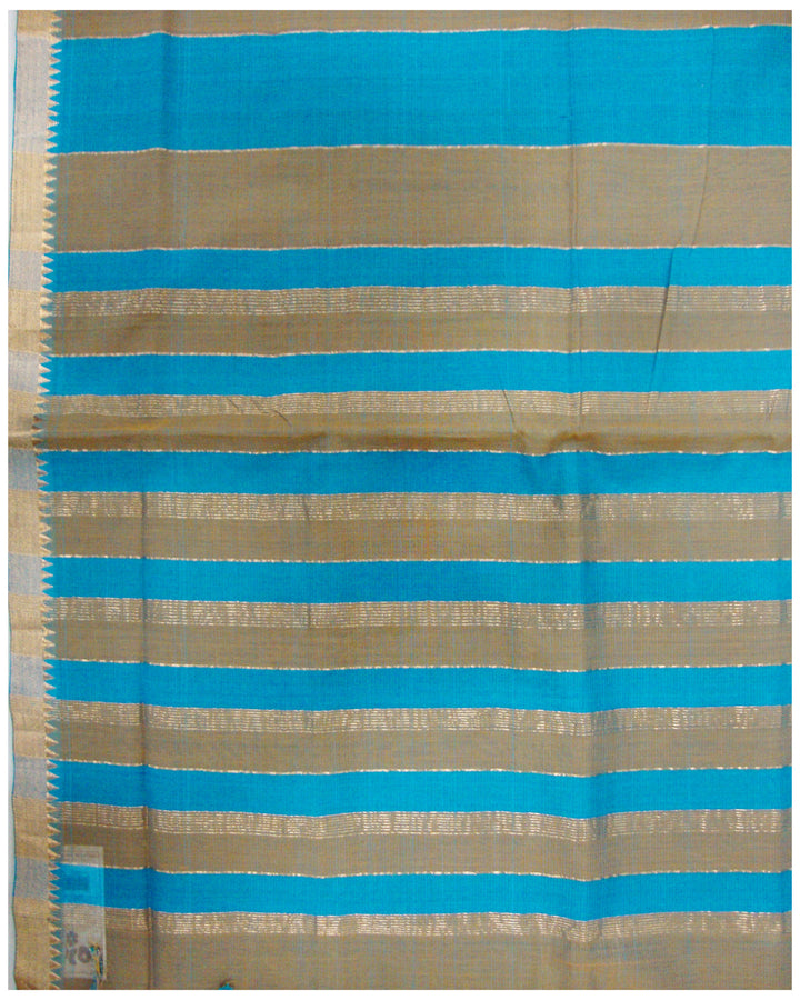 Mangalagiri Cotton saree Brown and Blue