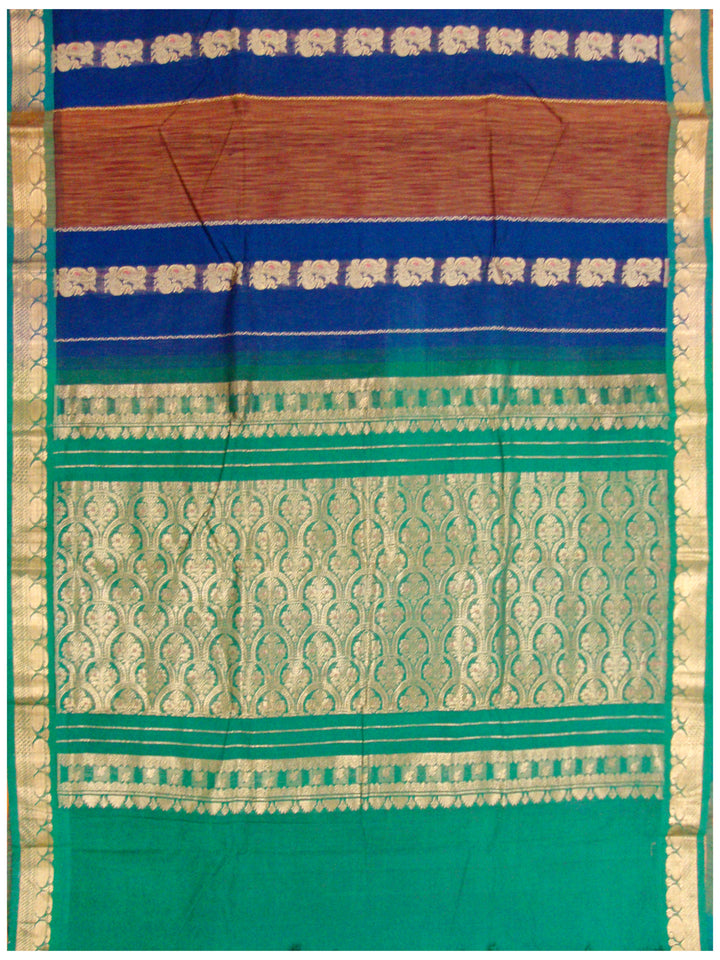 Chirala Fancy Cotton Saree Blue and Maroon