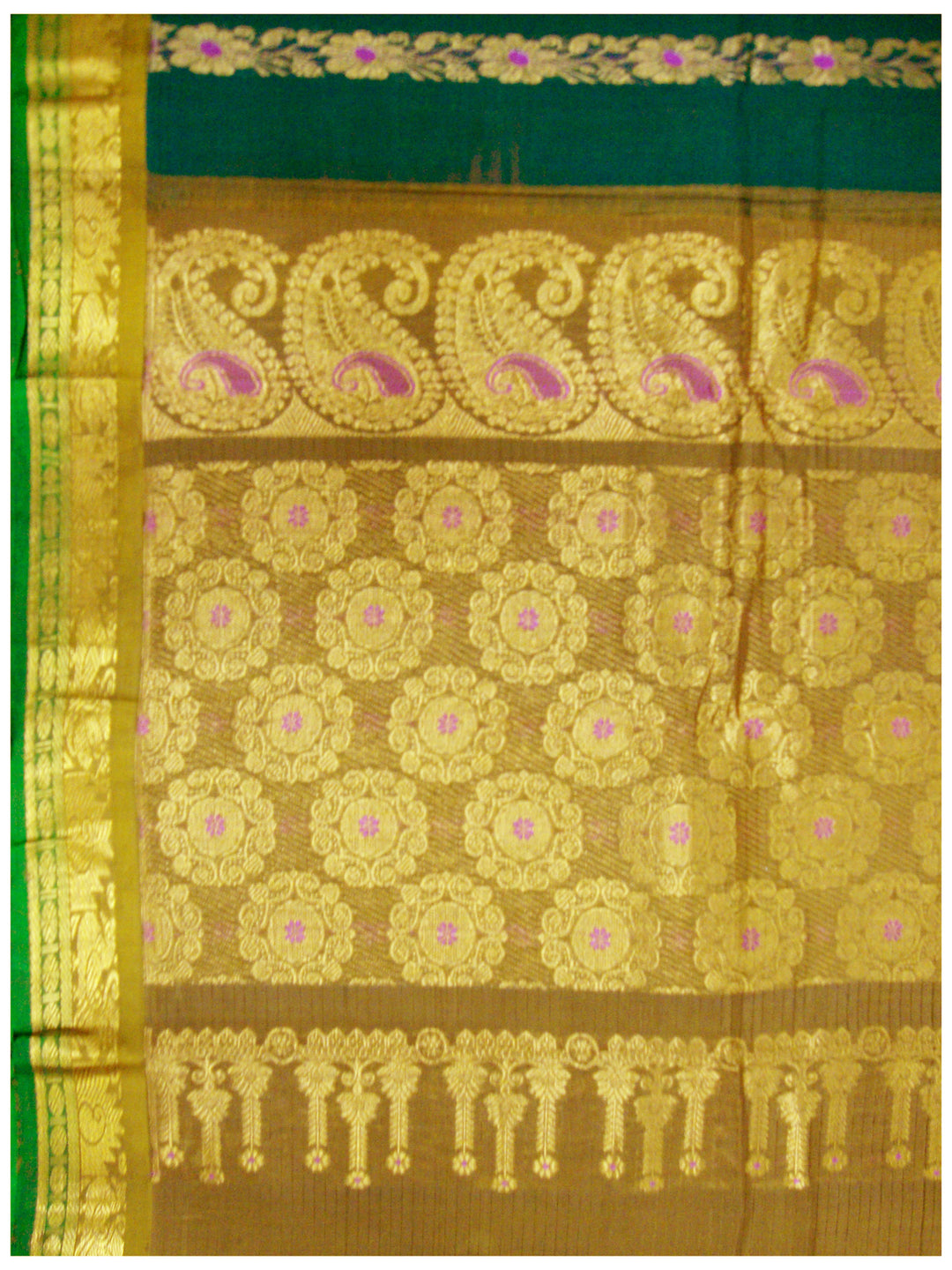 Chirala NIFT Gadwal cotton saree Emerald green Shade
