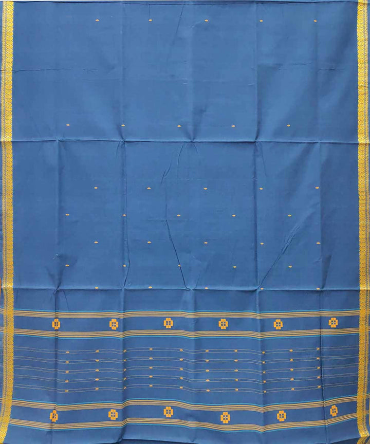 Bright navy blue handloom cotton venkatagiri saree