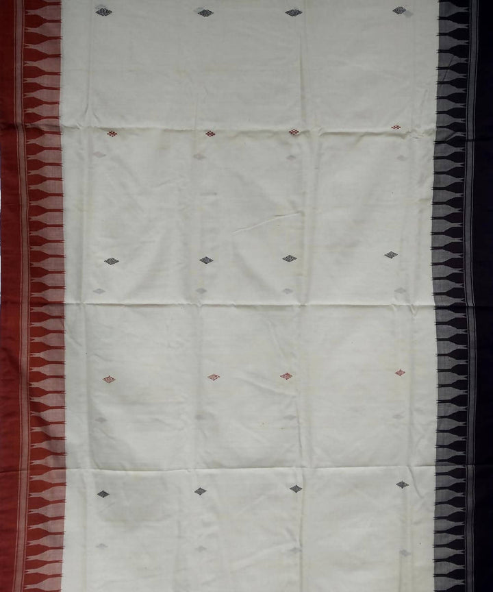 White black handloom coarse cotton kotpad saree