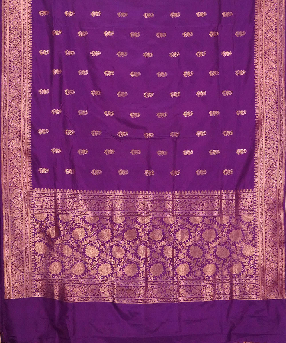 Purple handwoven silk banarasi saree
