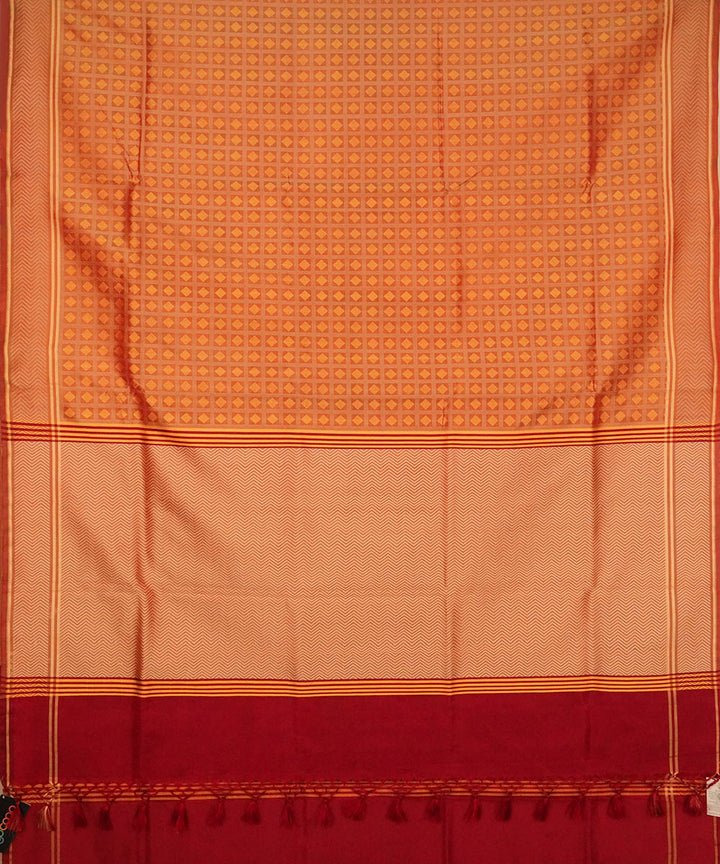 Golden red handwoven silk banarasi saree