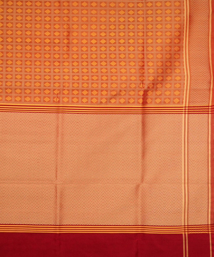 Golden red handwoven silk banarasi saree