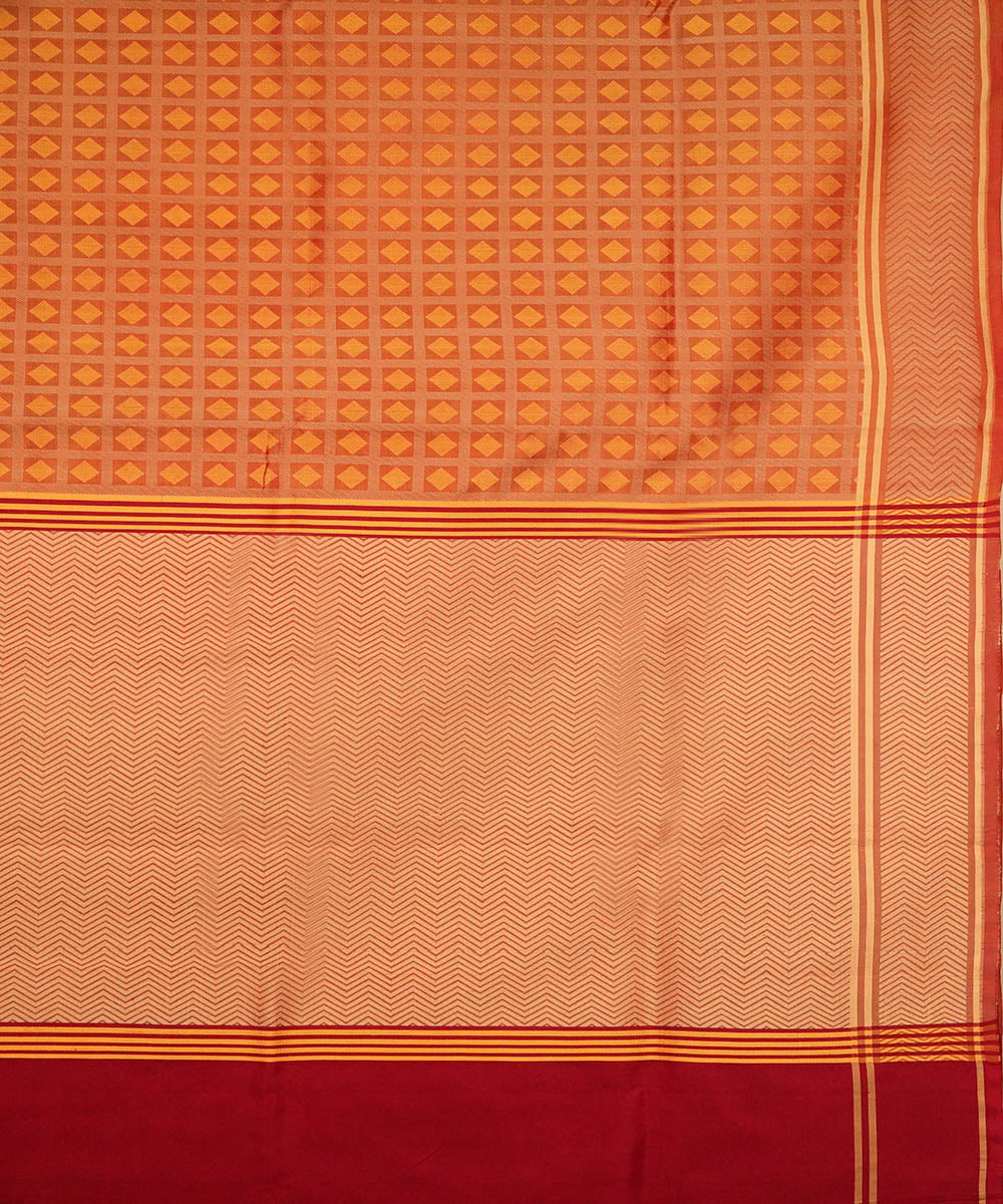 Golden red handwoven silk banarasi saree
