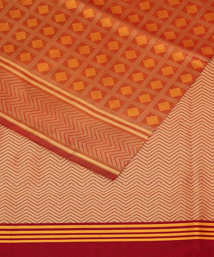 Golden red handwoven silk banarasi saree