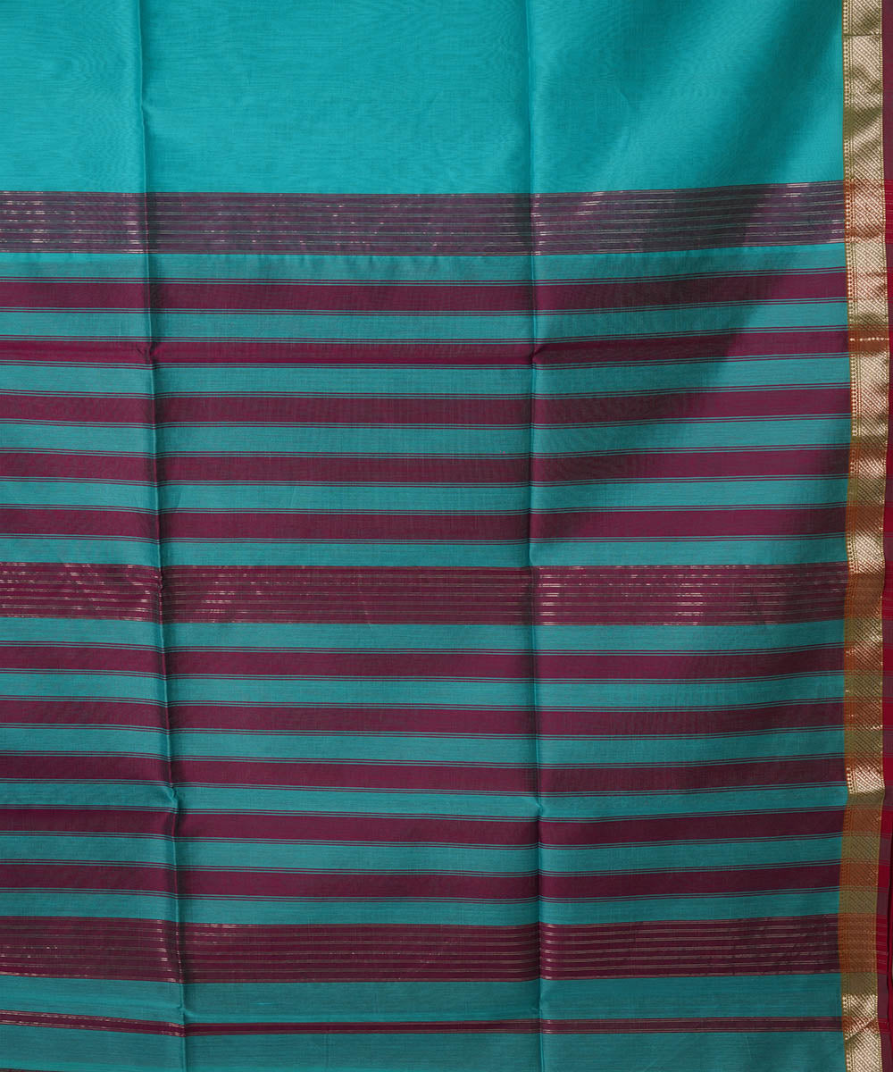 Aqua blue handwoven cotton silk maheshwari saree