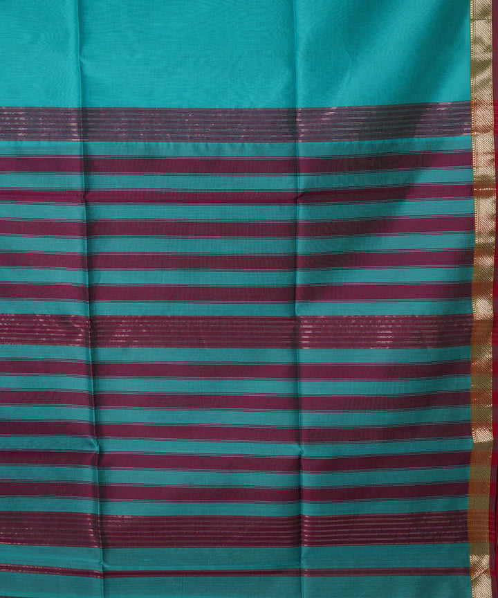 Aqua blue handwoven cotton silk maheshwari saree