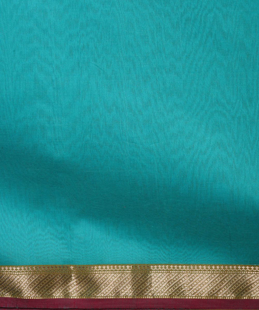 Aqua blue handwoven cotton silk maheshwari saree