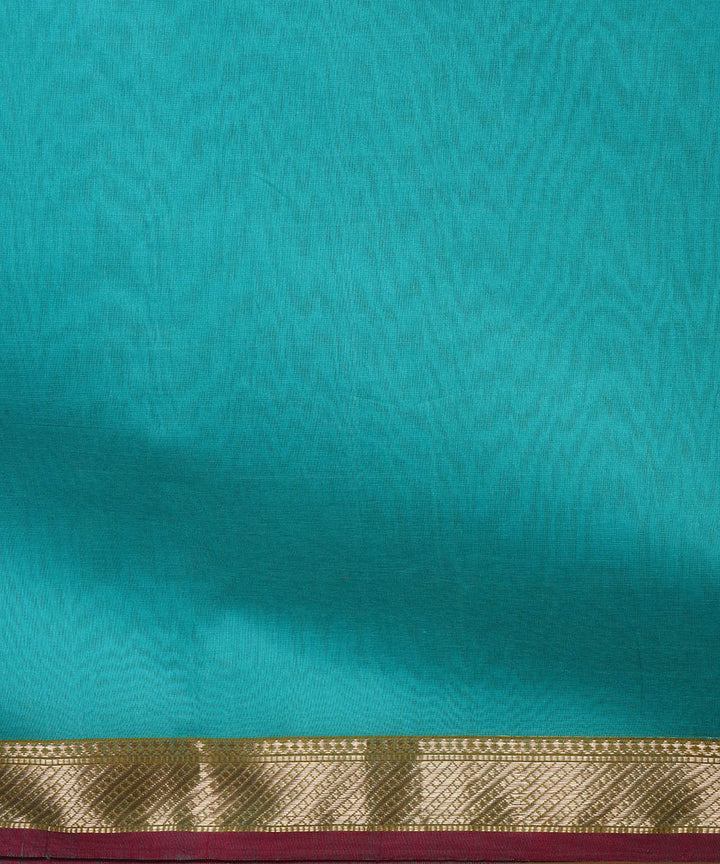 Aqua blue handwoven cotton silk maheshwari saree