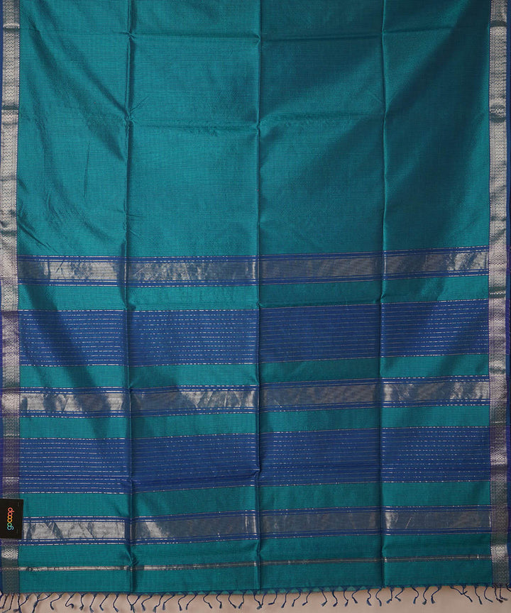 Sea green handwoven cotton silk maheshwari saree