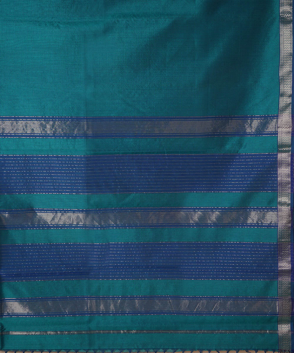 Sea green handwoven cotton silk maheshwari saree