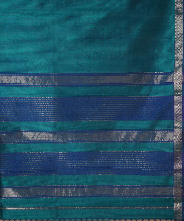 Sea green handwoven cotton silk maheshwari saree