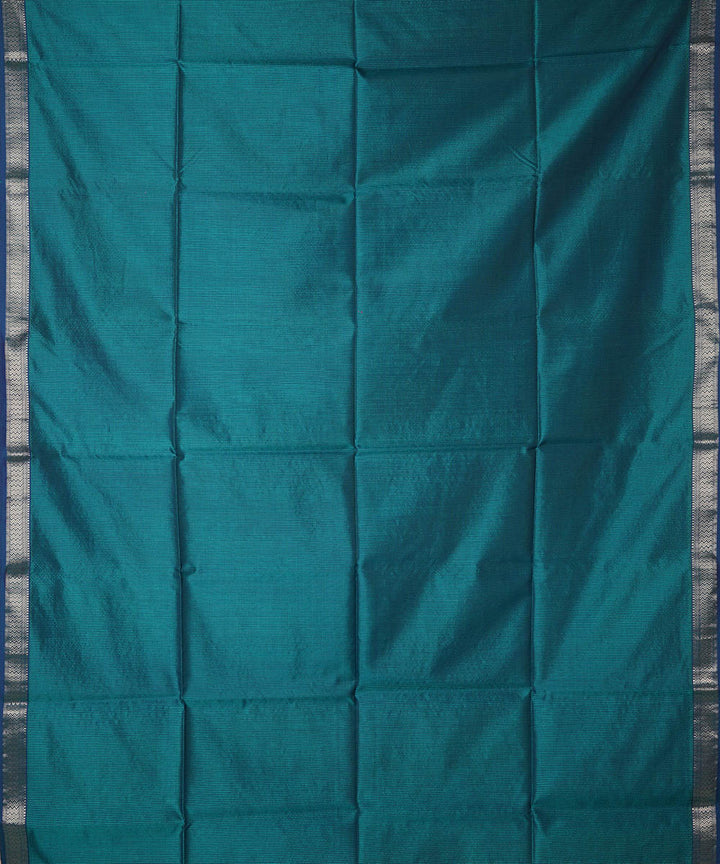 Sea green handwoven cotton silk maheshwari saree