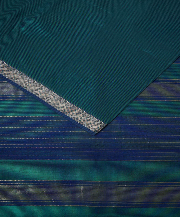 Sea green handwoven cotton silk maheshwari saree