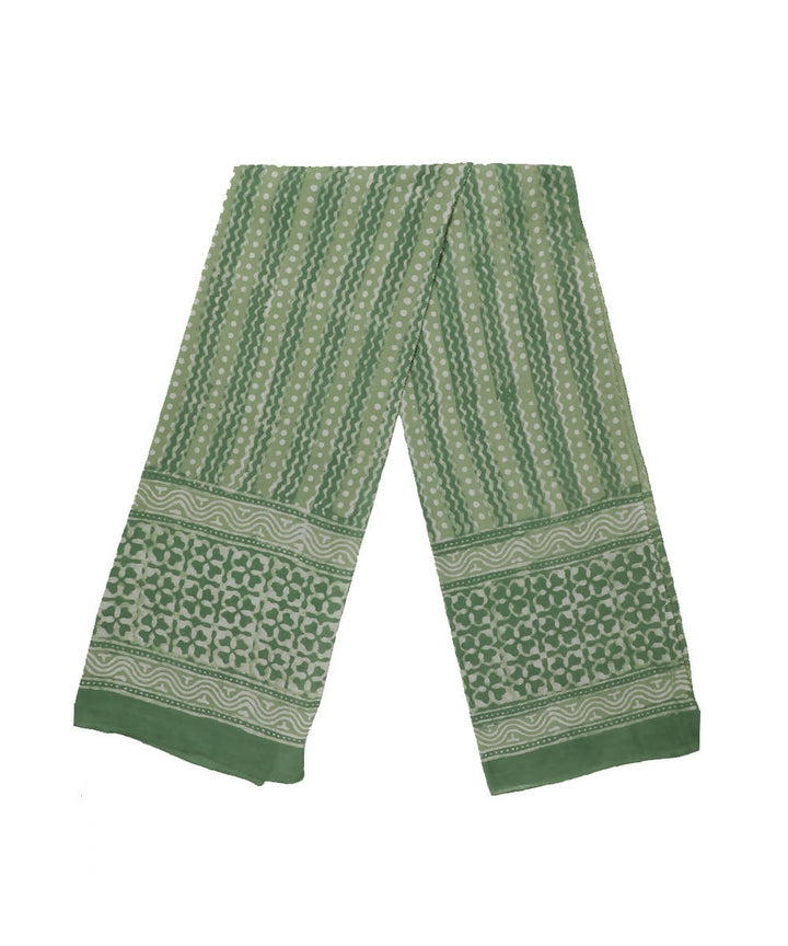 Dabu handblock print light green mul cotton stole