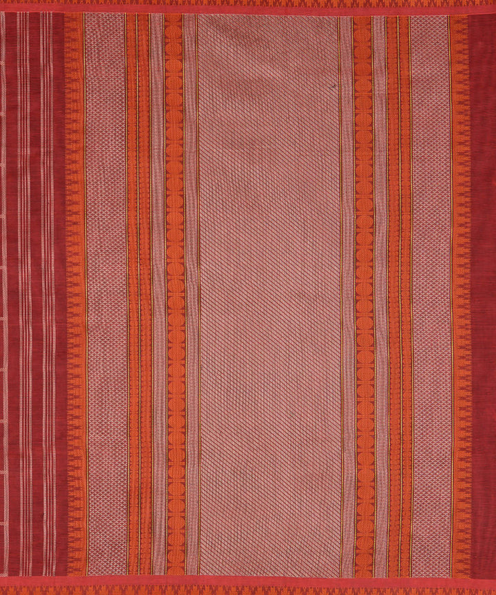 Brown Handloom Kanchi broad checks cotton saree