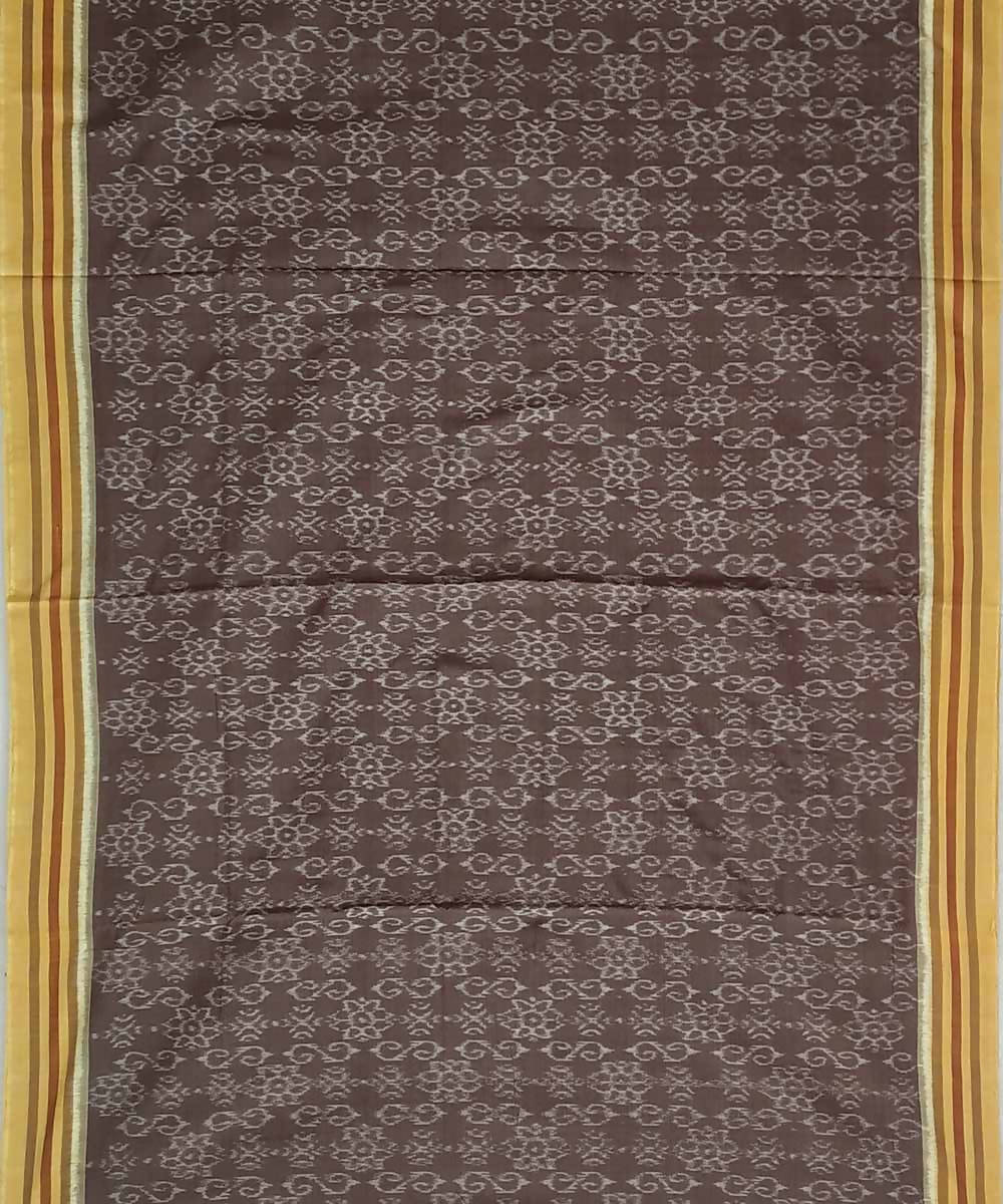 Antique bronze mustard handwoven cotton ikat nuapatna saree